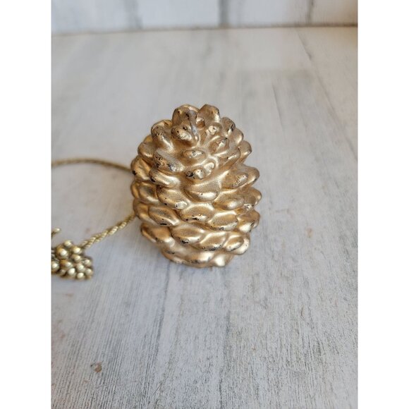 Pinecone Candle golden holder Xmas set unique decor - Picture 6 of 9